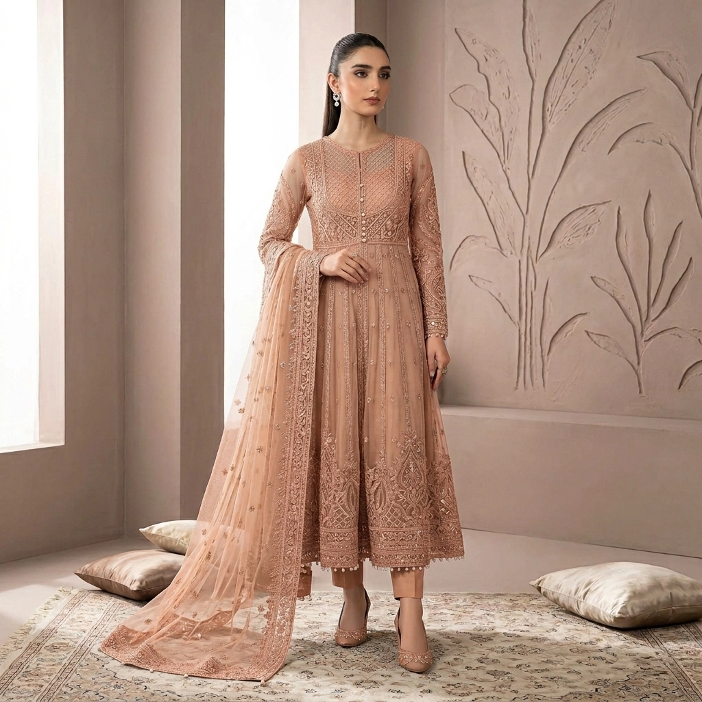 2 Piece Embroidered Cambric Suit